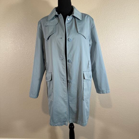 Fitz-Wright Vintage Belted Button Front Trench Coat Light Blue Women Size M - Picture 7 of 16